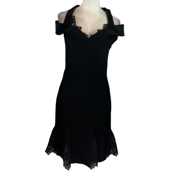 Gorgeous! Designer Yigal Azrouel Black Lace Panel Off Shoulder Dress Siz… - Picture 1 of 12